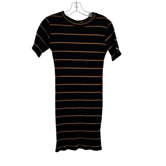 Zara Trafaluc Women's Striped Bodycon Dress Black/Multi Short Sleeve Size Small - Picture 1 of 9